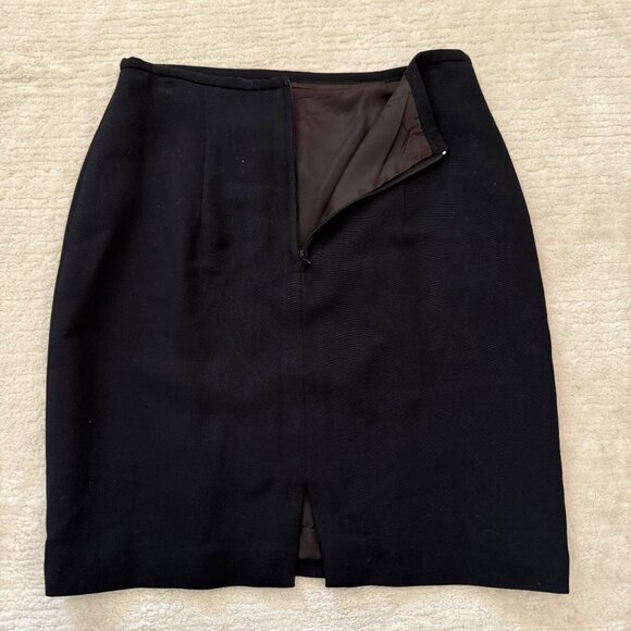 Limited Black Wool Blend Pencil Skirt Size 2 With Back Zipper and Slit - Picture 4 of 7